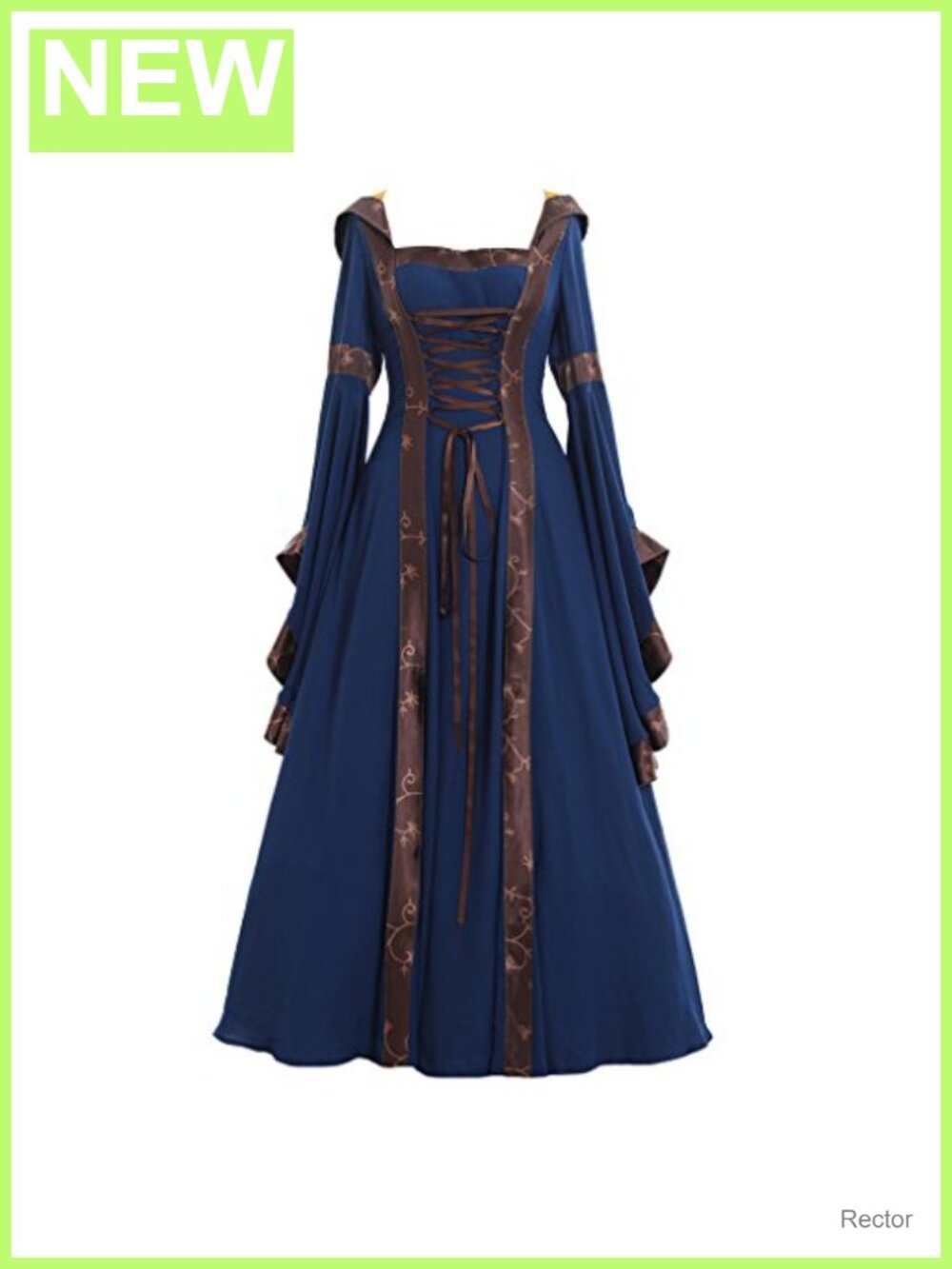 Gothic Victorian Witch Hooded Dress Trumpet Sleeves Cosplay Gown